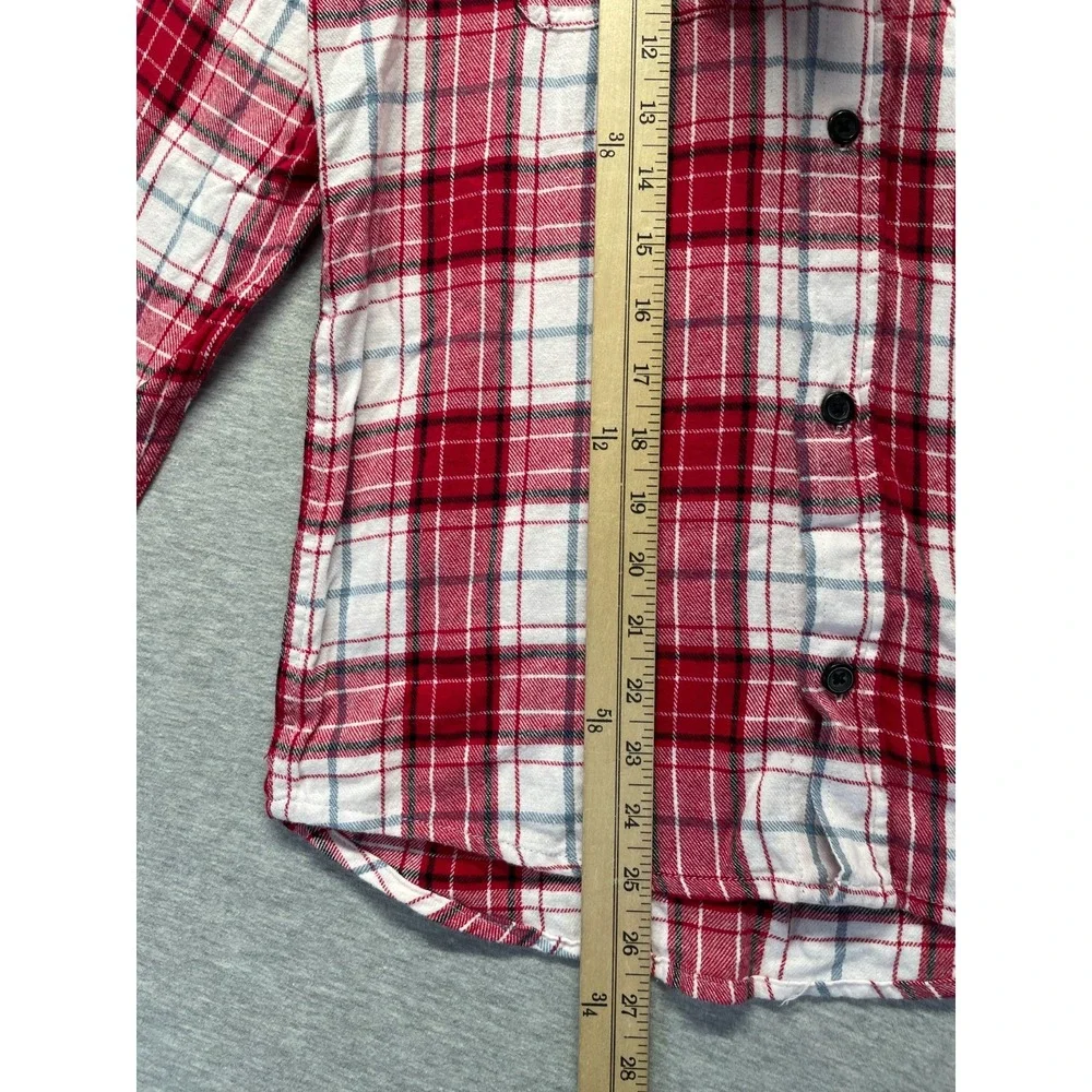 The Children's Place Flannel Shirt Boys Large (10/12) Red Multi Plaid Button Up